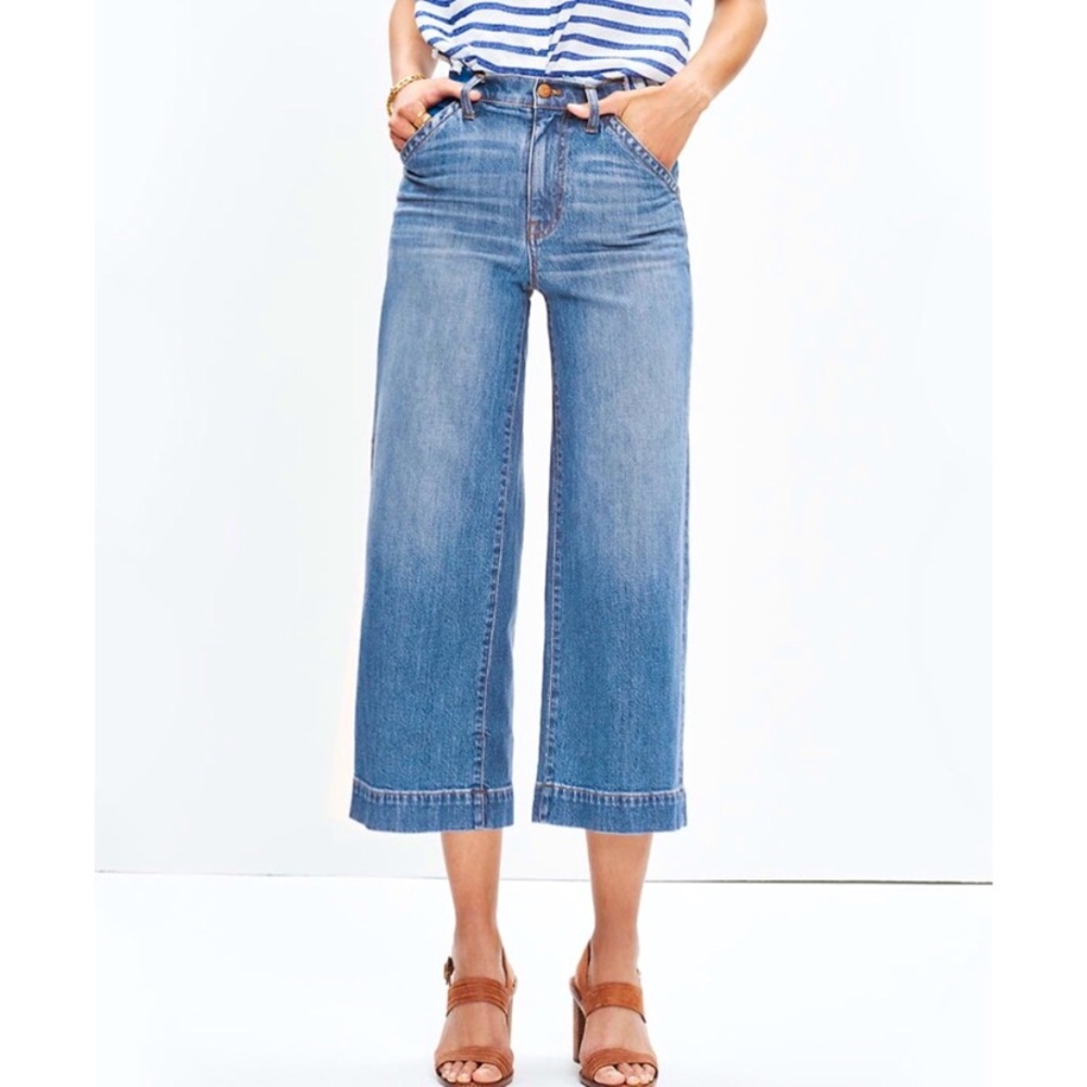 Madewell Wide Leg Crop Jeans Medium Wash Denim